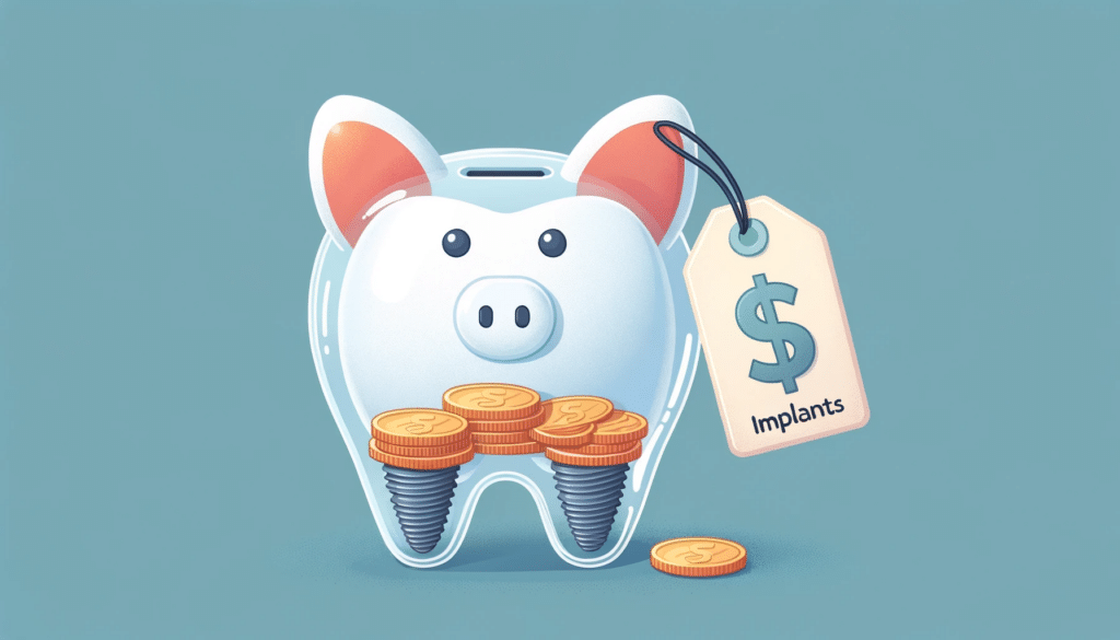 dental implant costs near me image of a piggy bank in the shape of a tooth with implants for feet