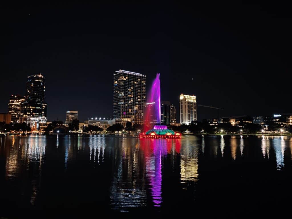 downtown orlando at night in article about the cost of dental implants in orlando florida