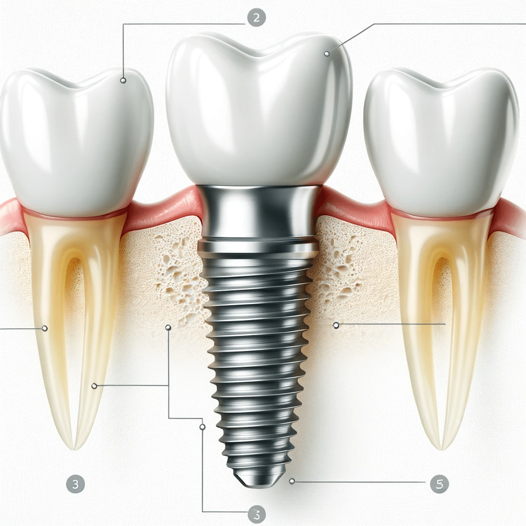 illustration of a single tooth implant in article about the cost of dental implants in houston